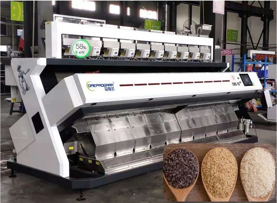 Qualität  10 Chutes Rice Color Sorter Large Capacity Black White Red Brown Waterfall Structure 2520Kg usine