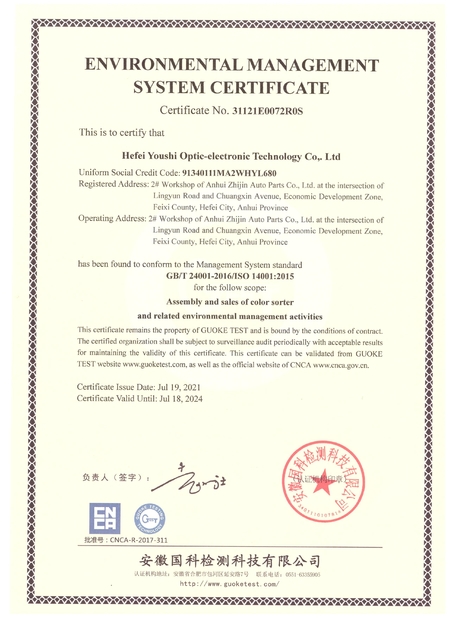 China Hefei Youshi  Optic-electronic Technology Co,. Ltd zertifizierungen