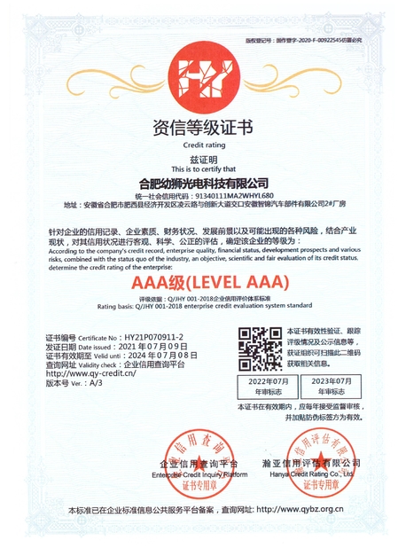 China Hefei Youshi  Optic-electronic Technology Co,. Ltd zertifizierungen
